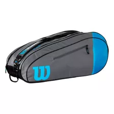 Bolso Raquetero Wilson Team Profesional P/ 6 Raquetas El Rey Color Gris-azul