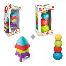 Kit Brinquedos Para Bebês 6 + Meses: Fofibolas + Fofoguete