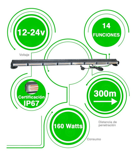 Torreta Profesional Barra Led Cob Doble Vista Seguridad 160w Foto 10