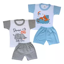 Pijama Calor Verão Menino Infantil Kit 2 Conjunto 201171-2