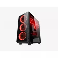 Gabinete Ic3 S17-5 6 Coolers Led Rojo Vidrio Lateral Gamer Color Negro