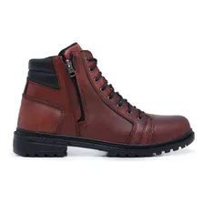 Bota Couro Marrom Accona Masculina Dois Zíperes 2484403