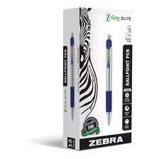 Caja 12 Plumas Acero Inoxidable Zebra Z Grip Elite 1.0mm
