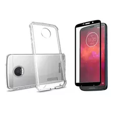 Capinha Capa Transparente Para Moto Z3 Play + Pelicula 3d