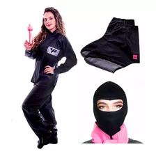 Kit Capa Chuva Feminina Pantaneiro Touca Polaina Moto