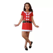 Vestido Infantil Temático Natal Mamãe Noel Tamanhos 1 Ao 12