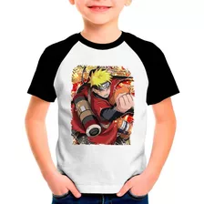 Camiseta Raglan Infantil Desenho Naruto Anime 02