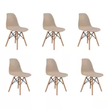 Cadeira De Jantar Elidy Charles Eames Eiffel, Estrutura De Cor Nude, 6 Unidades