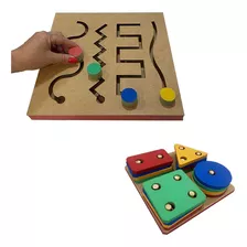 Kit Montessori - Painel Psicomotor E Prancha De Seleção