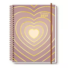 Planner 2024 Feminino Semanal Mensal Organizador Dia Coração