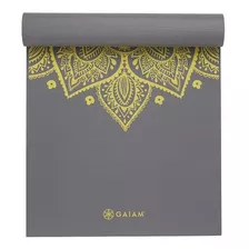 Tapete Yoga Gaiam Premium Mat Pvc Impreso 6mm Color Gris