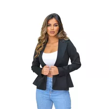 Blazer Feminino Em Neoprene Casaco Babado Social Aberto