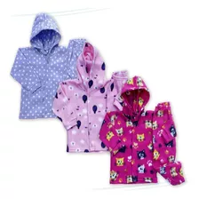 Kit 3 Conjuntos Pijama Soft Quente Bebê Inverno Promo
