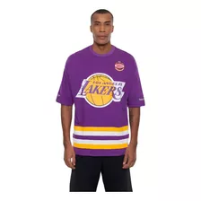 Camiseta Mitchell & Ness Los Angeles Lakers Flame Logo Roxa