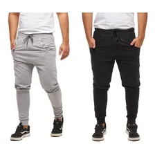 Kit 2 Calça De Moleton Masculina Saruel Skinny Sport Luxo M5