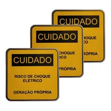 3 Placas Advertência Energia Solar 13x13 Padrão Cpfl