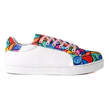 Tenis Mujer Sneakers Blancos Mándala Rosa Alexis Roman