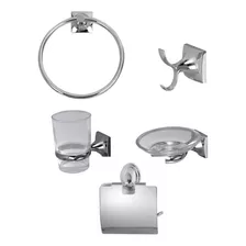 Set Kit Juego Accesorios Para Baño 5 Piezas Acero Inoxidable