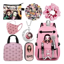 Juego De 8 Mochilas Nezuko, Mochila Escolar, Estuche Para Ad