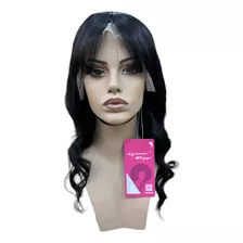 Peluca Oncológica Negra Ondulada 100% Cabello Humano