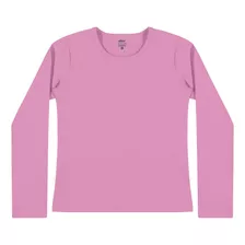 Blusa Básica Manga Longa Rosa Infantil Menina Elian