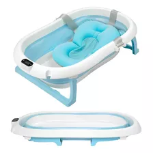 Baño Bebe Plegable Con Termómetro Led + Colchón Baby Splash 