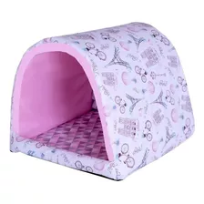 Cama Caminha Tenda Iglu Para Cães Pet Impermeável Lavável Cor Paris Rosa