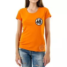 Babylook Feminina Camiseta Goku Kanji Dragon Bal Frent+verso
