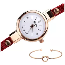Relógio Feminino Dourado Strass Kit Com Pulseira Bracelete 
