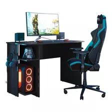 Escrivaninha Gamer Qmovi Gamer3875 Mdp De 114cm X 75cm X 54cm Preto-fosco