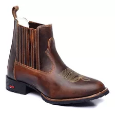 Bota Botina Masculina Bico Redondo Texana Couro Frete Grátis Lançamento 2019