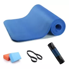 Mat De Yoga 10mm + 2 Bloques Yoga + Bolso Transporte