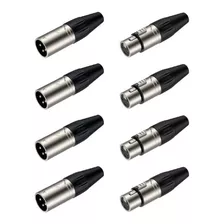 8 Fichas Canon Primera Calidad Xlr Combo 4 Machos 4 Hembras