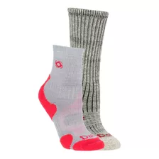 Pack 2 Pares Calcetines Mujer Trekker Merino Lite Rosa Doite