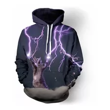 Los Amantes De La Sudadera Púrpura Trueno Gato Impresión 3d