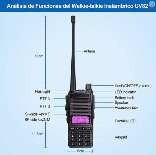 Walkie-talkie Uv-82 Porttil Comunicacin Radio Uhf Vhf 2pcs Foto 8