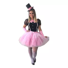 Fantasia Saia Tutu Rosa E Blusa Gola Bita + Luva