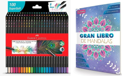 Lápices Supersoft Fabercastell X100colores+mandala 80paginas