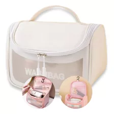 Bolsa Necessaire Feminina Transparente Maquiagem Viagem Mala Cor Branco