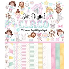 Kit Digital Circo Rosa Aquarelado