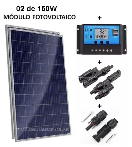 Kit Solar 12v Offgrid 2 Placas 150w + Controlador 30a + Mc4