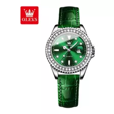 Relógios Femininos De Luxo Com Diamantes Luminosos Olevs Cor Da Correia Couro