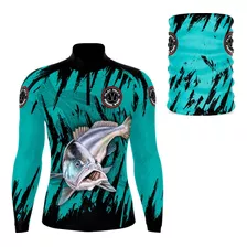 Kit Camisa De Pesca + Bandana Corvina 02 Proteção Solar Uv50