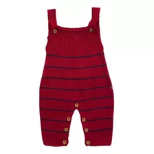 Jardineira Bebê Maternidade Tricot Listrinhas Mas/fem