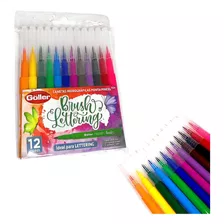 Kit 12 Brush Caneta Pen Ponta Pincel Lettering Canetinha