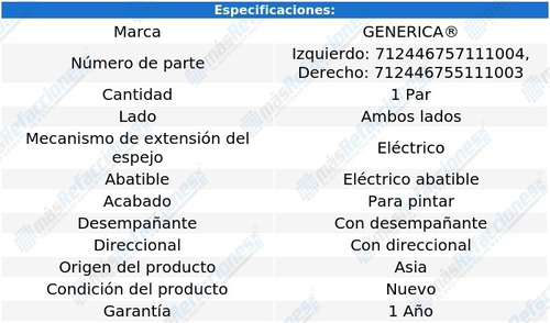 Par Espejos Elect P/pintar C/desemp C/direcc 308 15-16 Foto 2