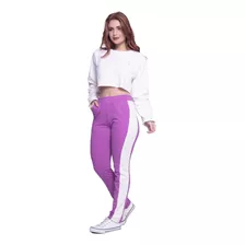 Calça De Moletom Feminina Lisa Listrada Academia Treino