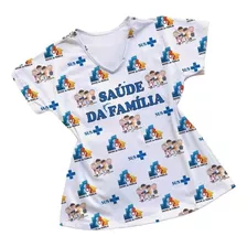 Camiseta Tipo Baby Look Saúde Da Família Manga Curta Gola V