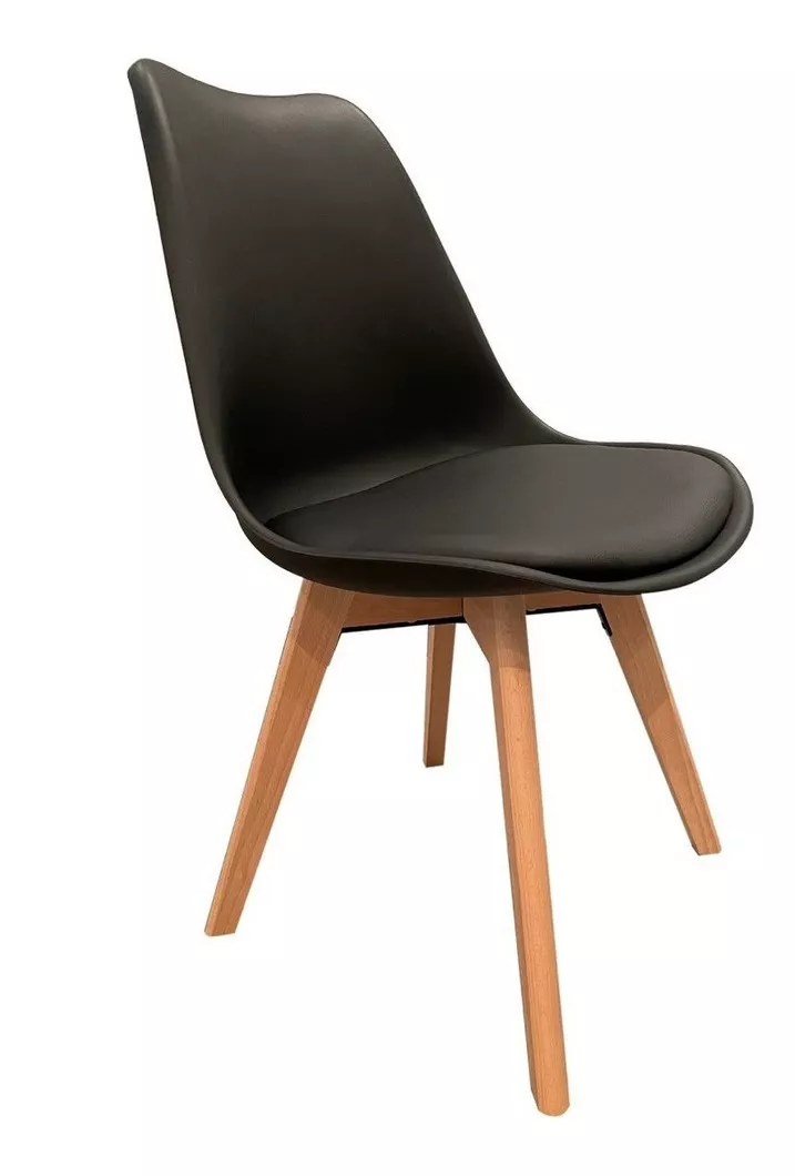 Silla De Comedor E-chairs By Masliah Eames Tulip, Estructura Color Negro, 4 Unidades