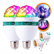 2 Lâmpada Led Globo Colorido Giratório Para Festa Bivolt